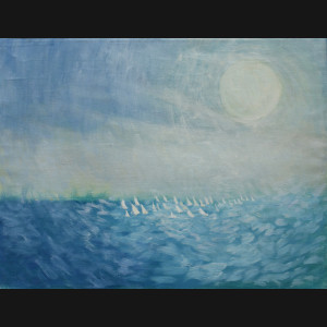 Annelise Søndergaard. Komposition med fugle, 1980-1981. 39x50cm.
